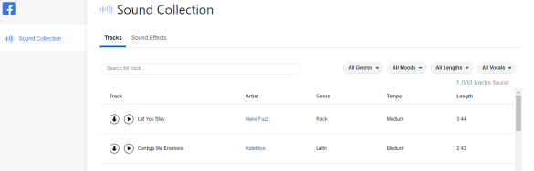 facebook sound collection