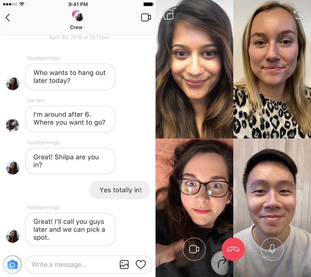 Les appels vidéo arrivent sur Instagram