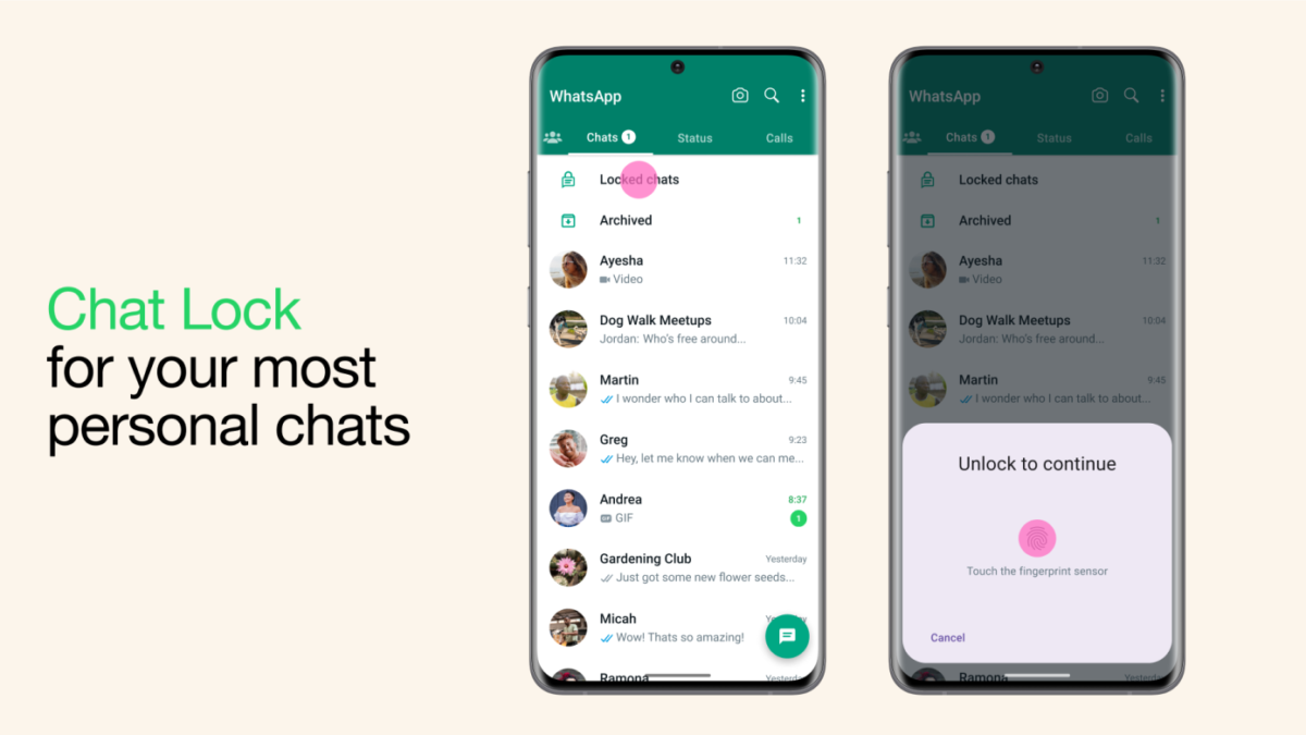 WhatsApp introduit Chat Lock pour verrouiller et masquer des conversations