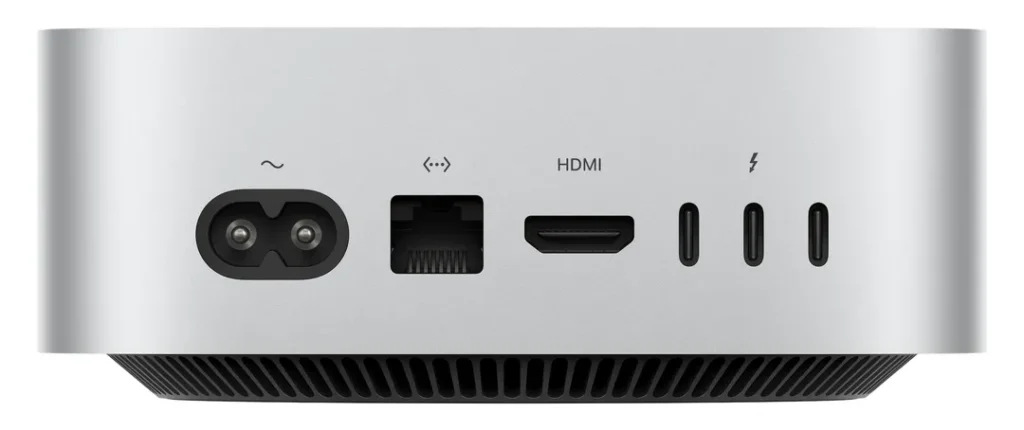 Les deux modèles disposent du même nombre de ports, mais seul le Mac Mini M4 Pro est équipé de Thunderbolt 5.